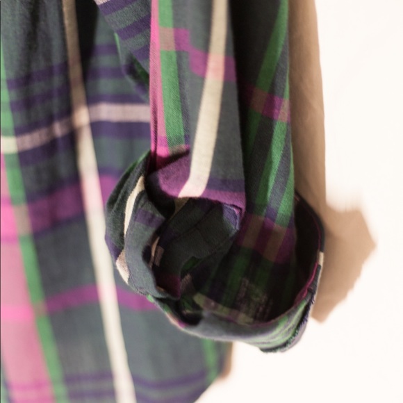 Ava & Viv Green/Purple Plaid Button-Up Top - Picture 6 of 8